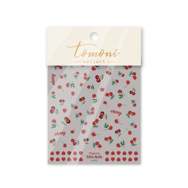 1 Pc 3D Acrylic Engraved Nail Sticker Embossed Pink Cherry Peach Water Decals Empaistic Nail Water Slide Decals Summer Nail Art-Nail Inspo