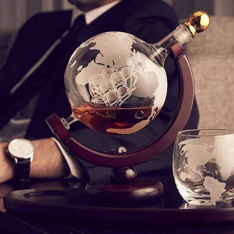 Explorer's Elixir - Glass Globe Whiskey Decanter Set