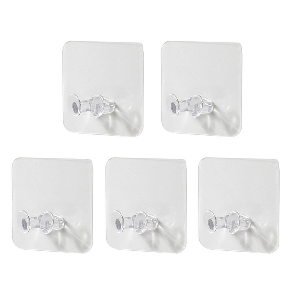 

5pcs Strong Plug Hook Rack Transparent Punch Free Adhesive Wire Hook Hanger, 501 Original