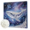 DIY Pearl Painting whale for Home Decor with Frame(30x30cm)