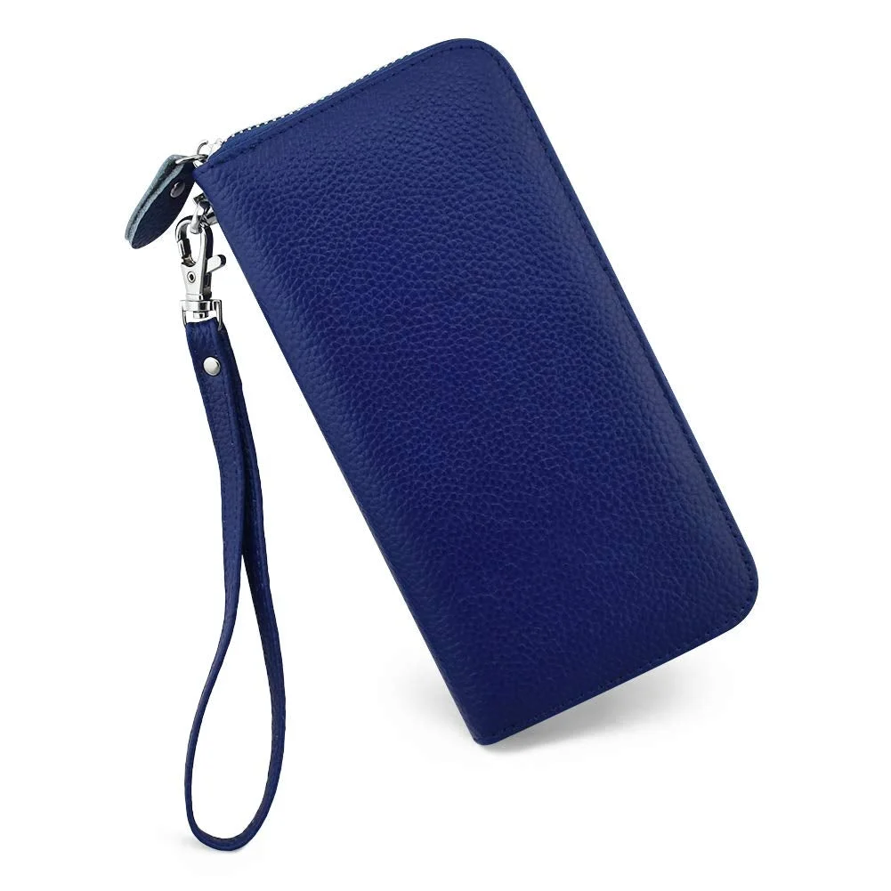 Womens Wallet RFID Blocking Genuine Leather Zip Around Wallet Clutch Wristlet Travel Long Purse for Women