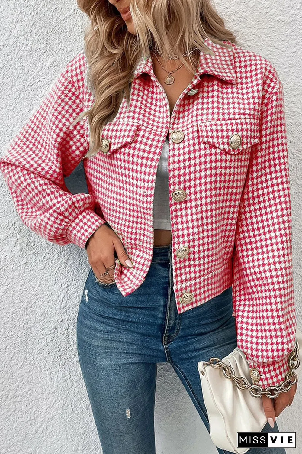 Casual Plaid Buttons Turndown Collar Outerwear