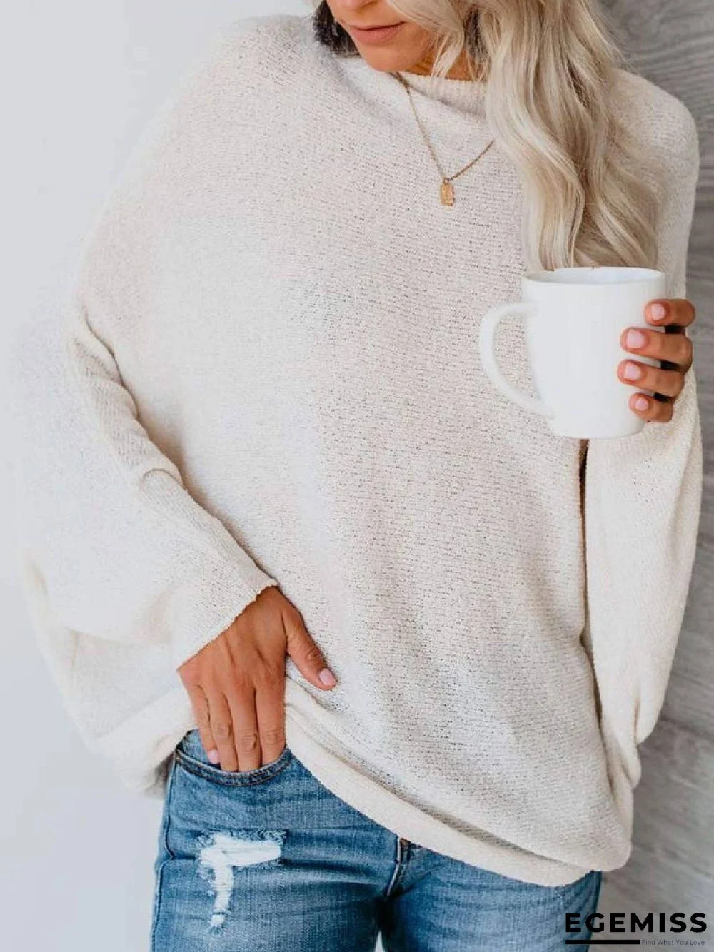 Long Sleeve Round Neck Cotton-Blend Shirts & Tops | EGEMISS