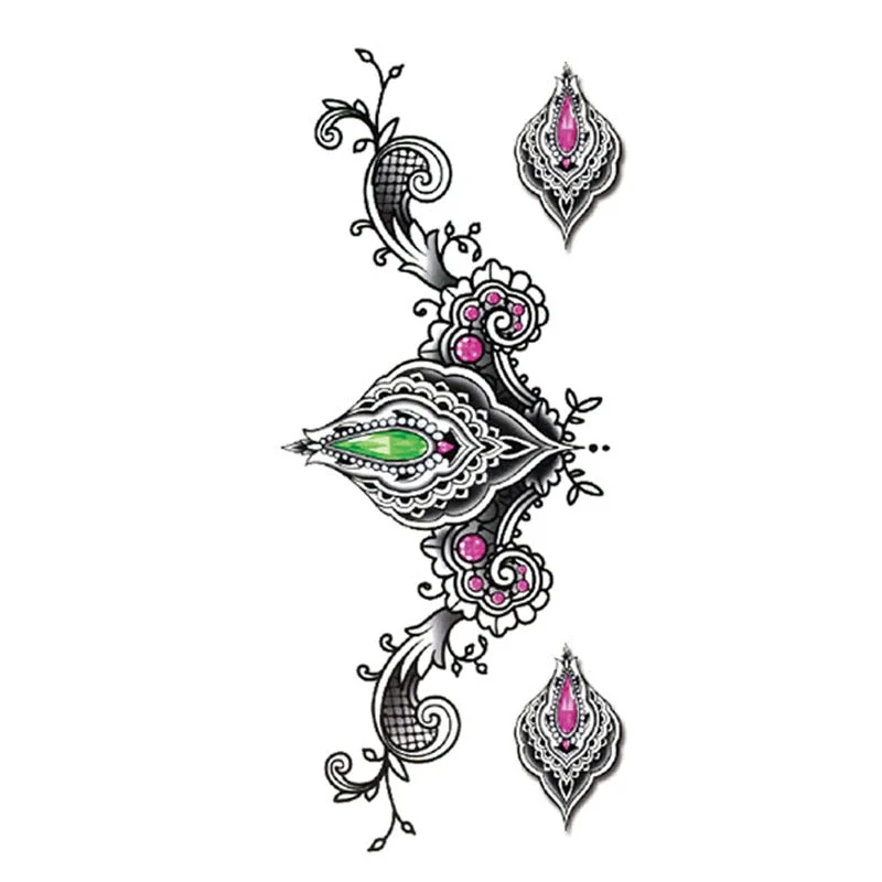 New Temporary Tatoo for Women Sexy Chest Waist Stickers Clavicle Big FakeTattoo Art Deco Beauty Scar Waterproof Tattoo Stickers