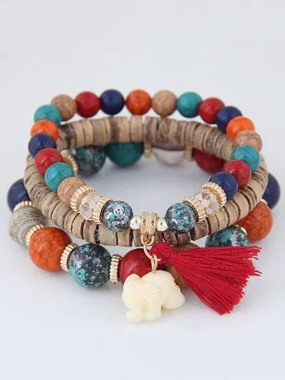 Alloy Vintage Boho Beads Tassel Bracelets