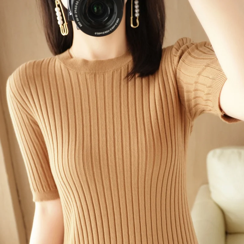 Churchf Churchf Collar Pit Bottom Shirt Women's New Slim Sweater Short Versatile Casual Sweater