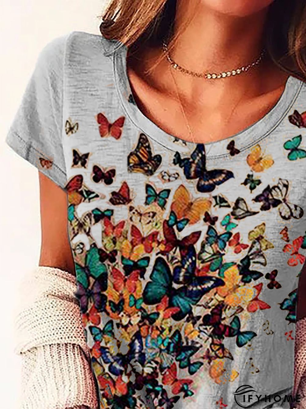 Printed Short Sleeve Casual T-shirt | IFYHOME