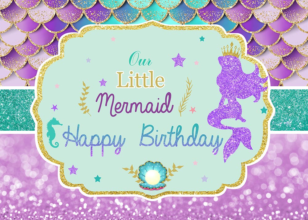 Shop Sale Our Little Mermaid Happy Birthday Backdrop