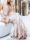 Sequined Deep V-Neck Backless Mermaid Evening Maxi Dress