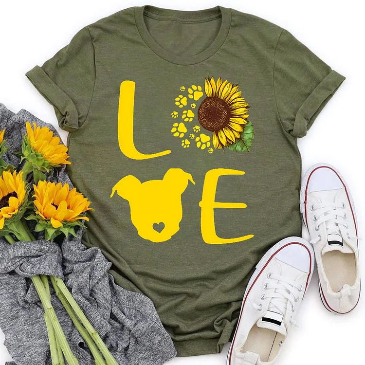 PSL - Pitbull Sunflower Paw Dog Love T-Shirt-03791