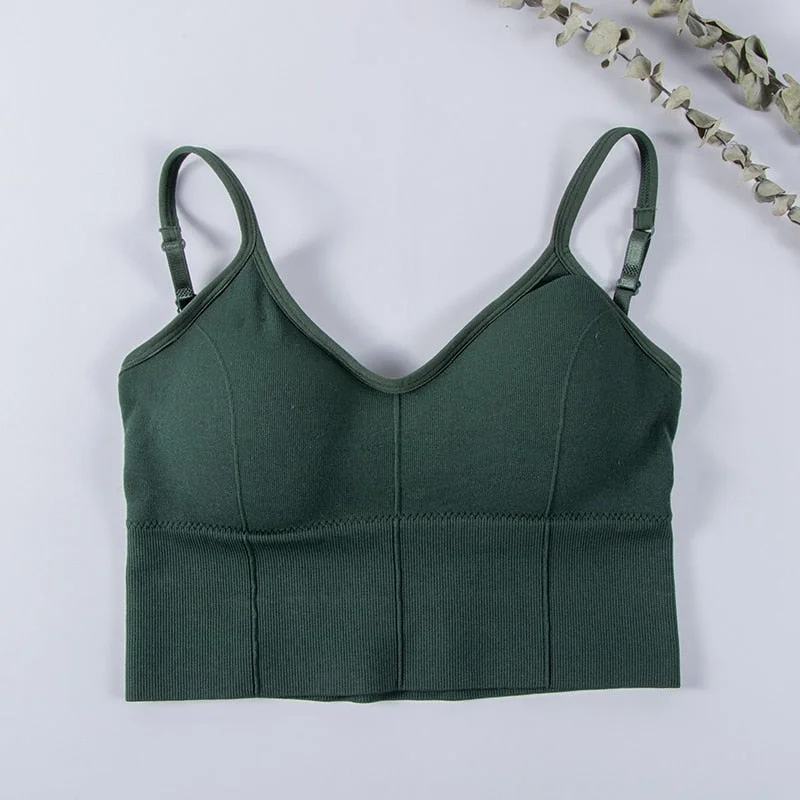 Women Tank Crop Top Seamless Underwear Crop Top Female U Back Short Tops Women Sexy Lingerie Sleeveless Padded Camisole