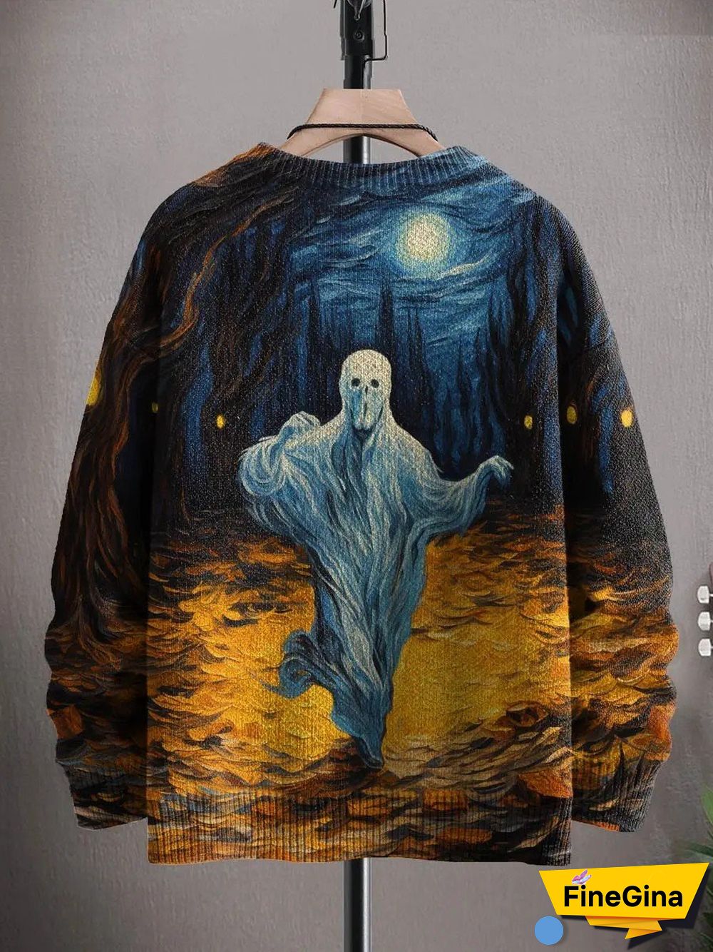 Women's Halloween Art Ghost Print Casual Sweatshirt