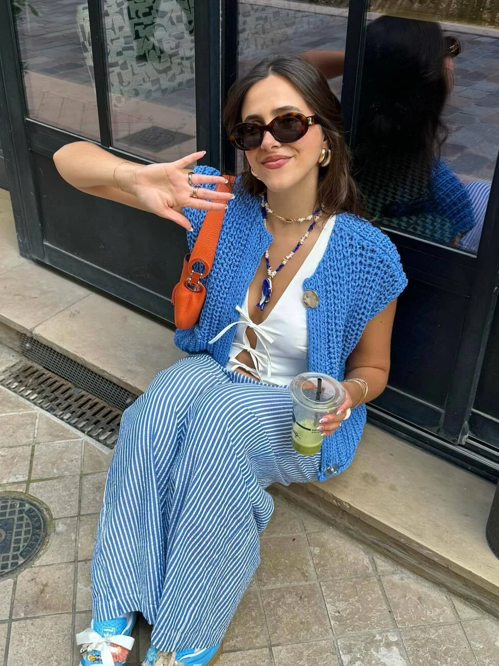 Nigikala Nigikala 2025 Spring And Autumn 2025 New Women's Pocket Sleeveless Short Knitted Cardigan Vest