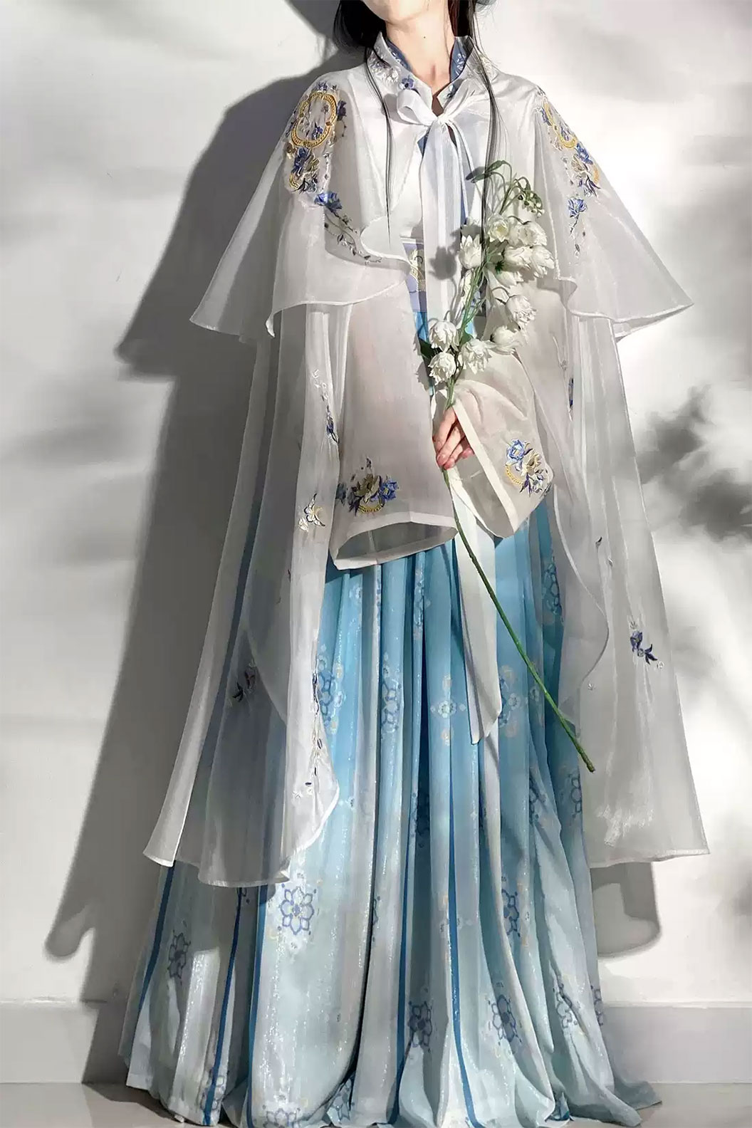 Tang dynasty hanfu blue hanfu with dream of china - menghua 梦华 Stupa Stones