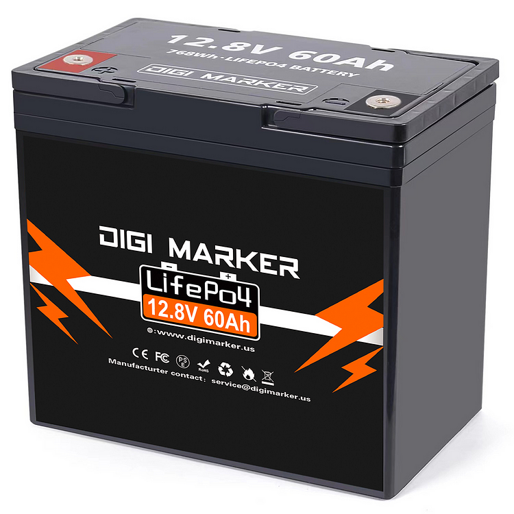 12.8V 60Ah LiFePO4 Battery 768Wh - Digi Marker
