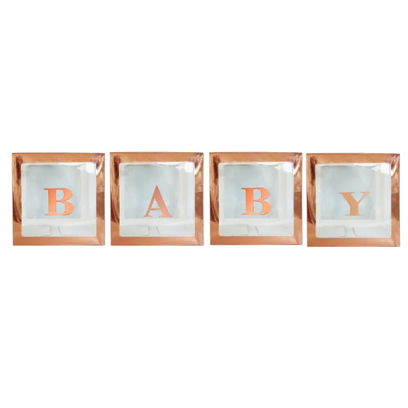 Rose Gold Transparent Letter A-Z Box Custom Baby Name Balloon Baby Shower Box Girl First 1st Birthday Party Decor Kids Babyshowe