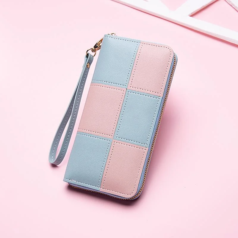 Fashion Wallet Long Girl Bag New Contrast Zipper Carry Wallet Card Bag