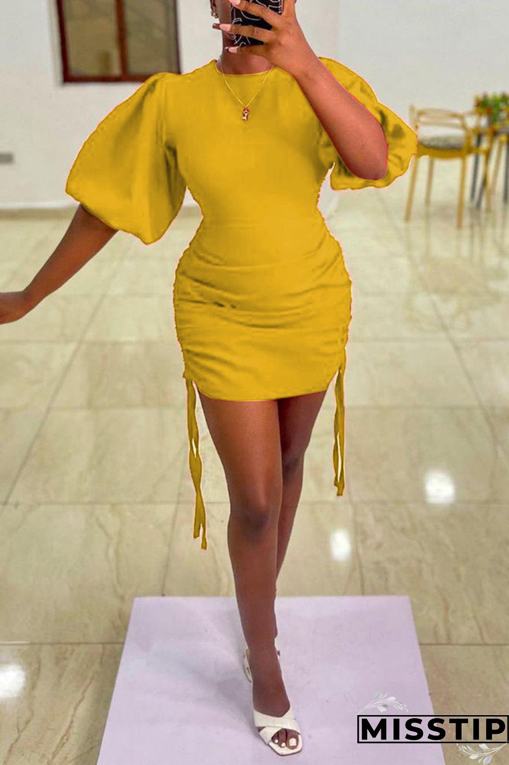 White Fashion Sexy Solid Basic O Neck Short Sleeve Dress