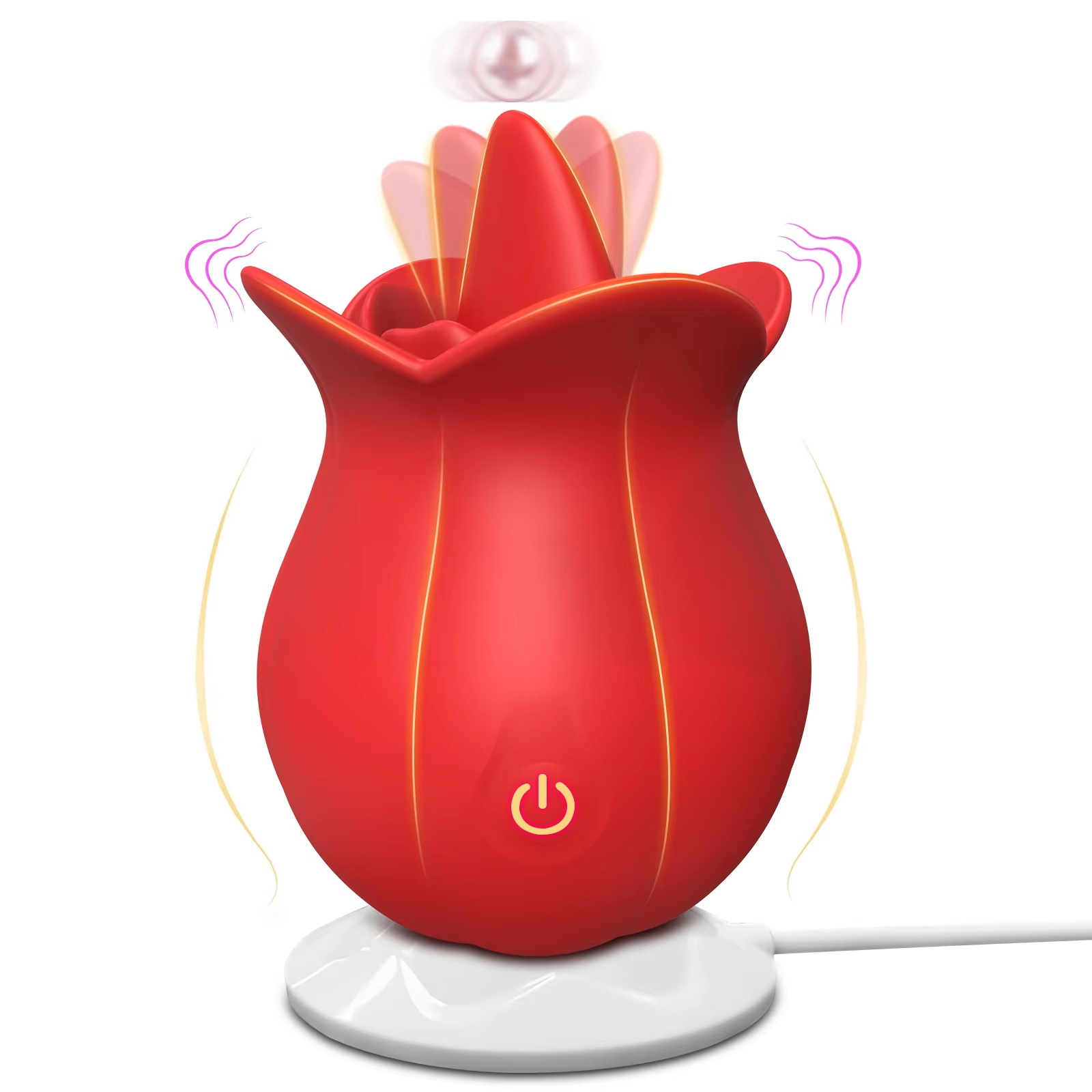 10 Speeds Rose Clitoral Stimulator With Licking Vibrator - Rose Toy