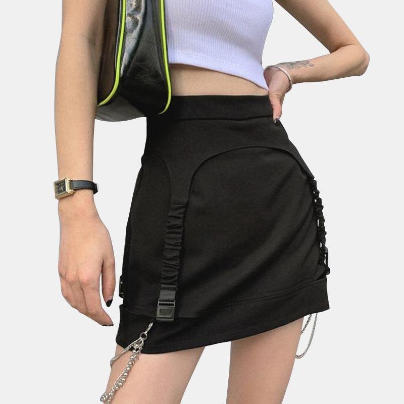 High Waist Chain Hollowed Out Tight Skirt