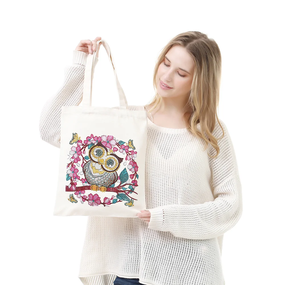 DIY Diamond Painting Eco-Friendly Canvas Bag - Owl