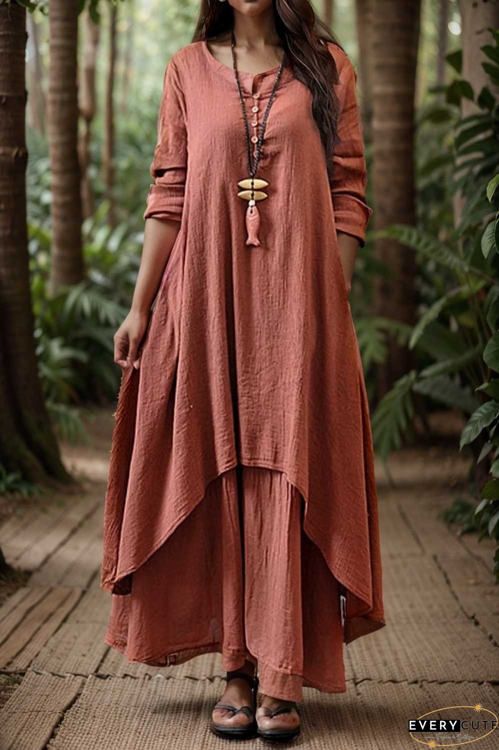 women s plus size casual dress swing dress solid color long dress maxi dress long sleeve button two piece v neck