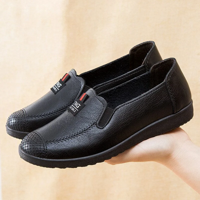 High Quality Women Leather Loafers 2021 Spring Women's Flat Shoes Breathable Slip on Flats Ladies Casual Moccasins Shoes