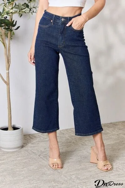 Judy Blue Full Size High Waist Cropped Wide Leg Jeans