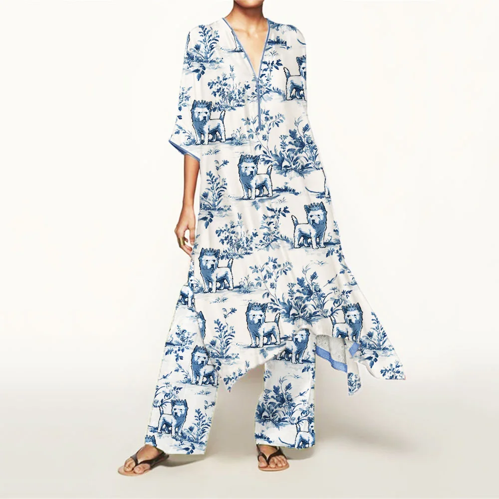Women's Casual Cavalier King Charles Print Suit