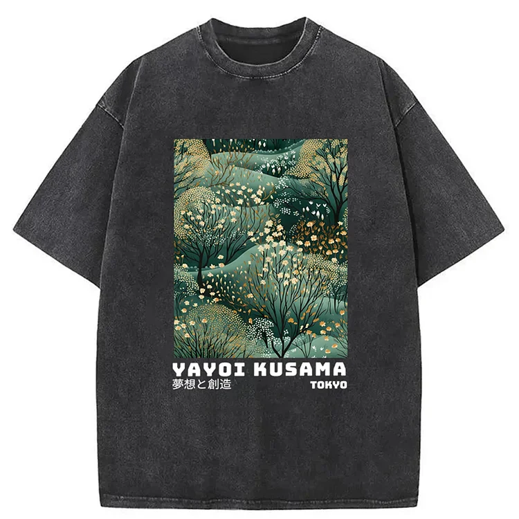 Tokyo-Mood Yayoi Kusama Abstract Yayoi Kusama Washed Unisex T-Shirt