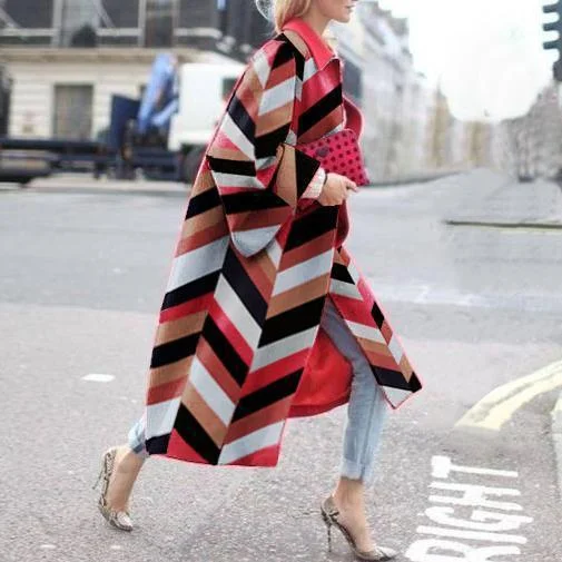 Uveng Uveng Spring And Autumn Wishebay Long Horn Sleeve Coat Print Loose Wind Coat Woman