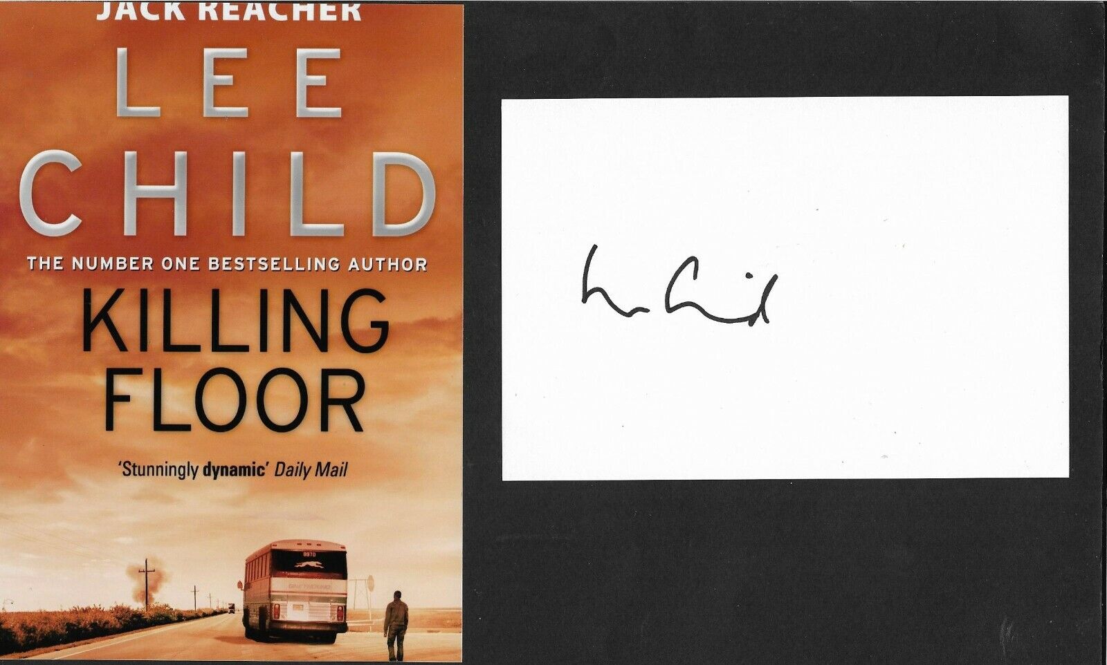 LEE CHILD - JACK REACHER AUTHOR - GENUINE HAND SIGNED CARD + Photo Poster paintingGRAPH