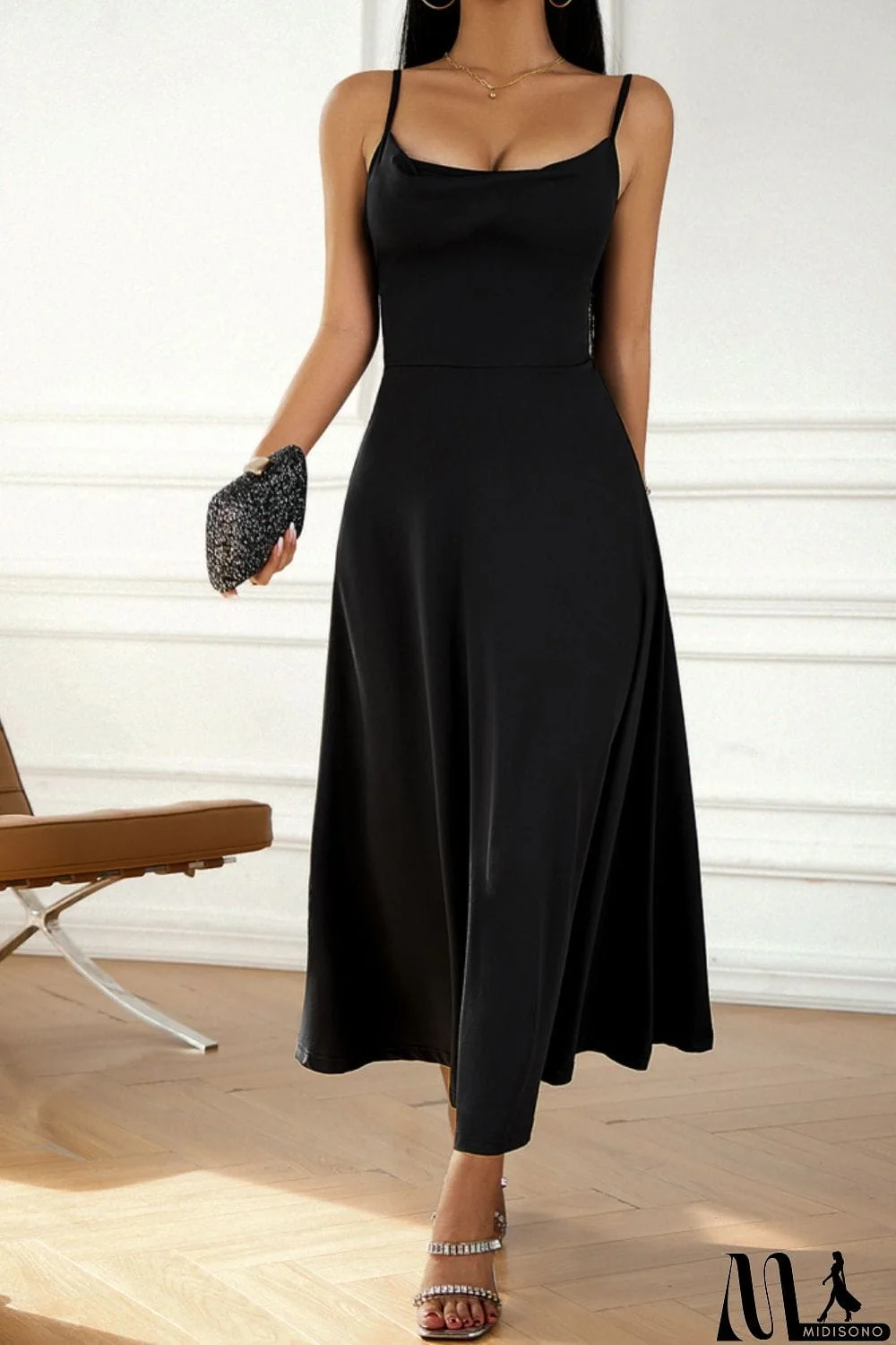 MidiSono - Spaghetti Strap Lace-Up Dress