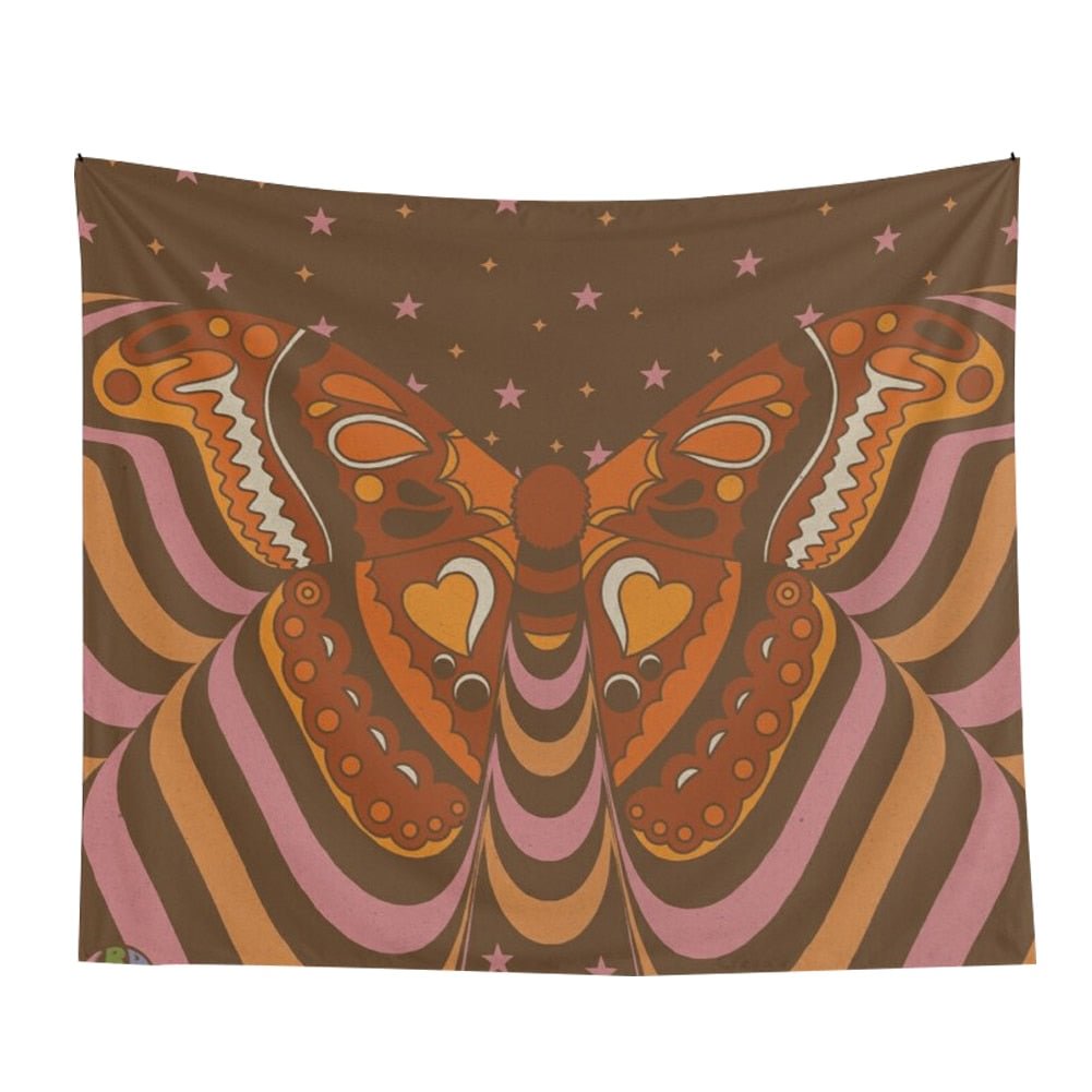 Retro Tapestry Hanging 80s Retro Boho Psychedelic Butterfly Flower Tapestry Wall Hanging Sexy Woman Retro Tapestry Wall Covering