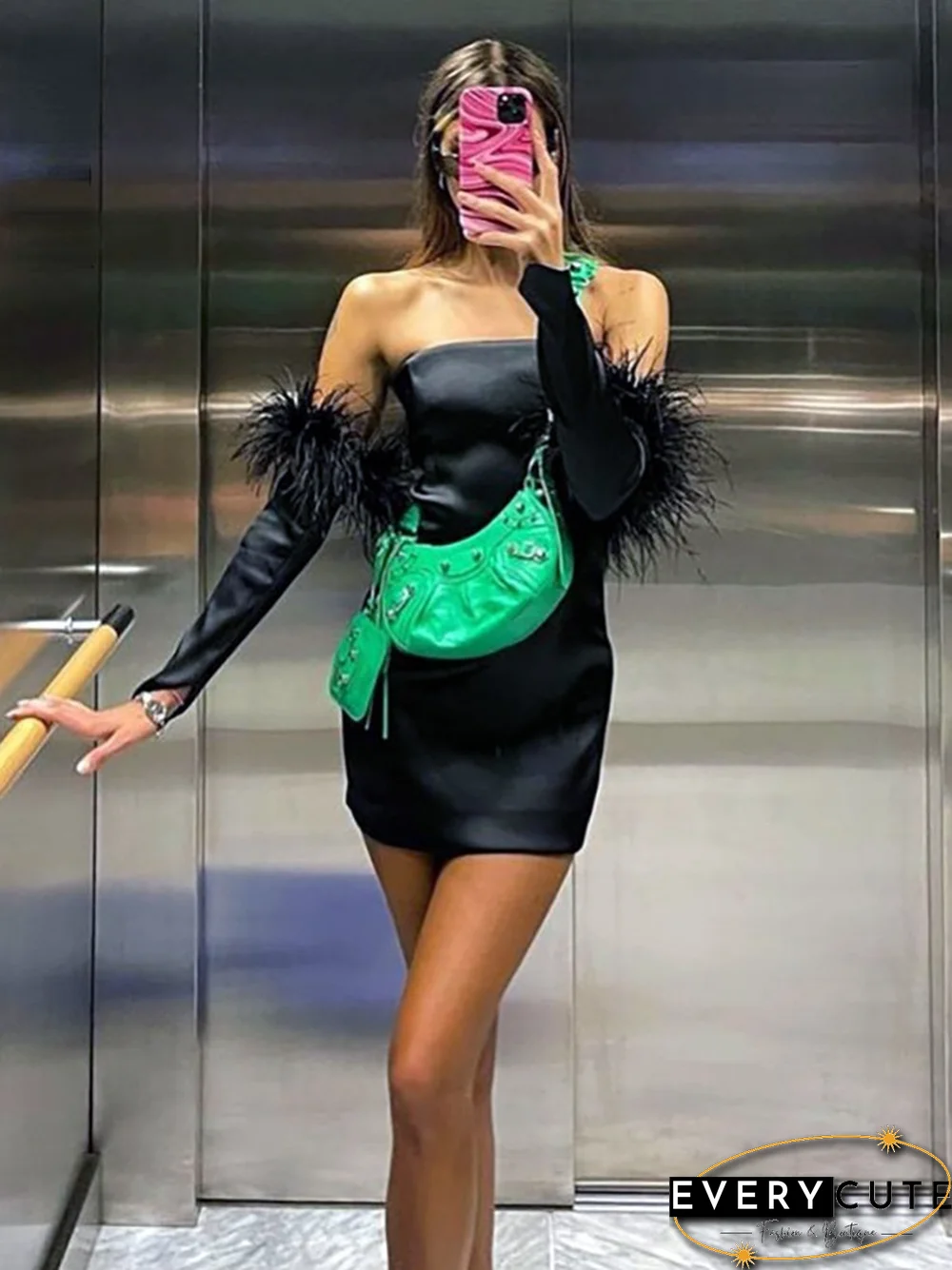 Sexy Off Shoulder Long Sleeve Black Mini Party Dress Women Spring Summer Elegant Bodycon Party Dresses Y2K Street Clubwear