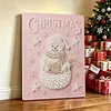 Christmas Snowman 5D DIY Round Special Shaped Pearl Partial Drill Diamonds Dots Gem Art Kits with Wooden Frame Diamond Dots Paintings 30x40cm Diamonds Paintings Gem Art for Adults Beginners Home Decor