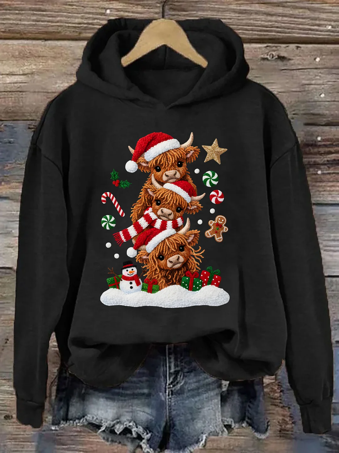 Highland Cow Christmas Hoodie