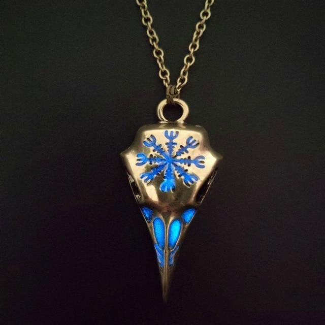 Vintage Punk Luminous Totem Crow Skull Necklace-Mayoulove