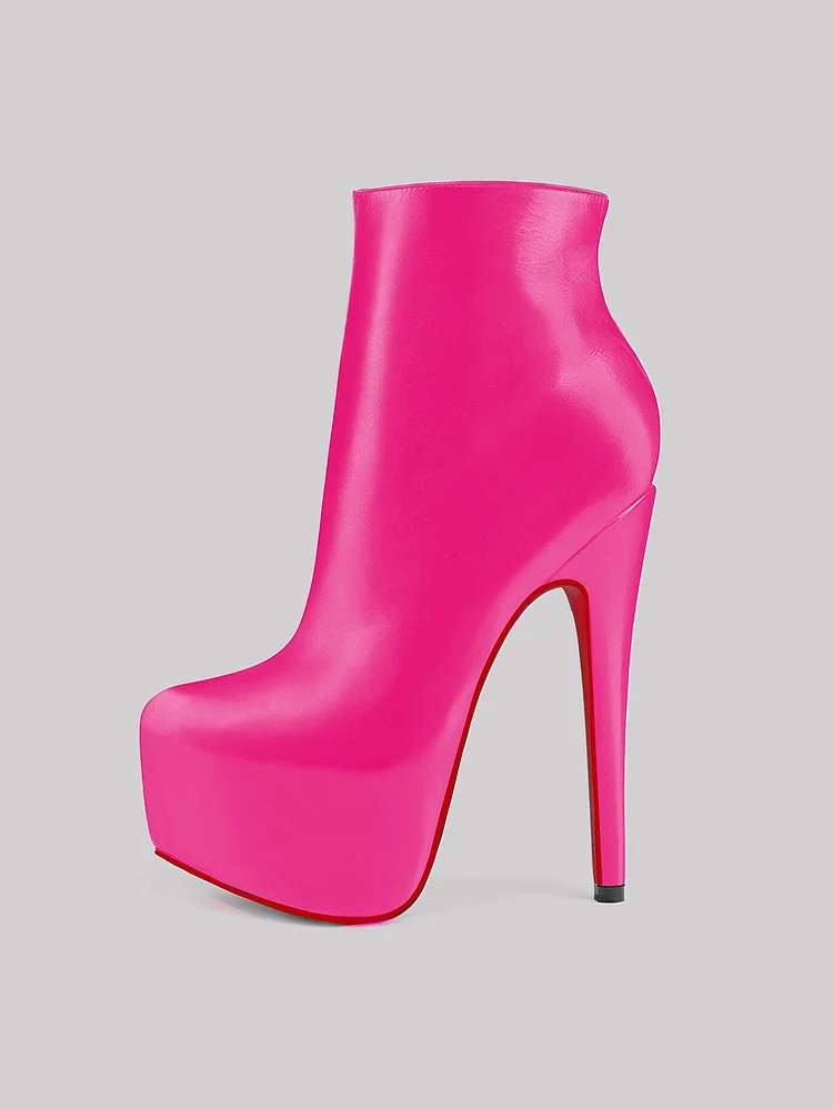 5.9" Women's Sky High Heels Platform Red Bottom Shoes Winter Ankle Boots Matte
