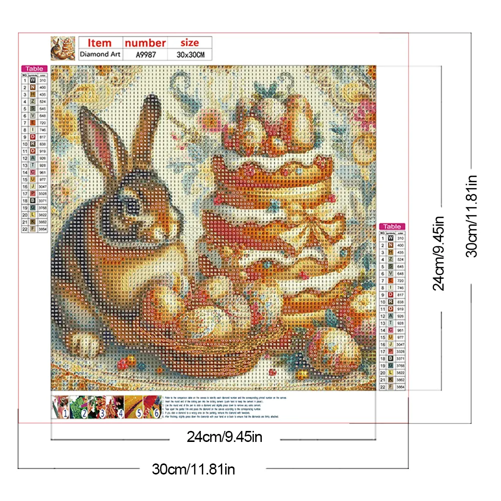 Diamond Painting - Full Round Drill - Easter Bunny Cake(Canvas|30*30cm)