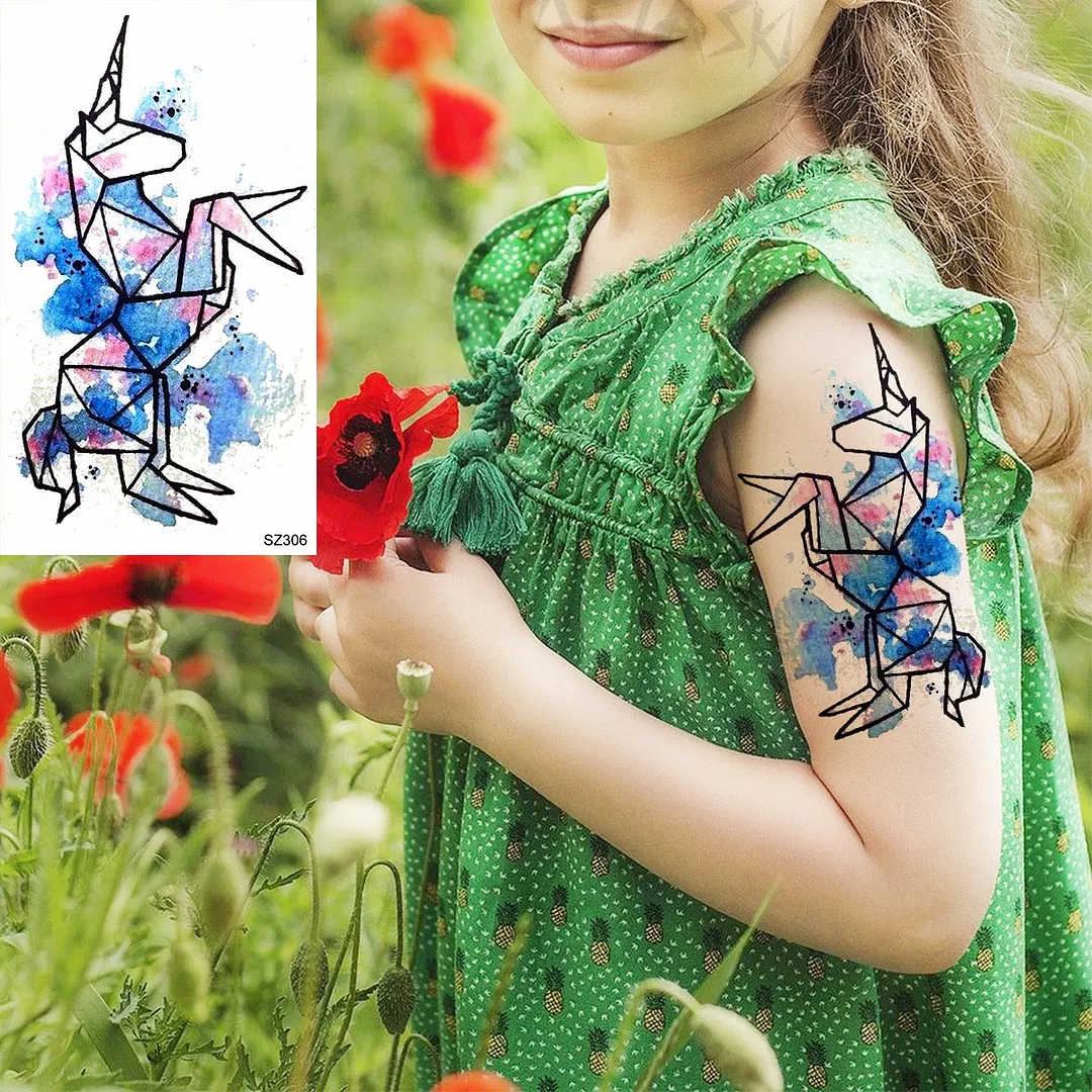 Colored Rose Fashion Feet Temporary Tattoos For Women Adult Hummingbird Sunflower Fake Tattoo Body Art Washable Tatoos Sticker