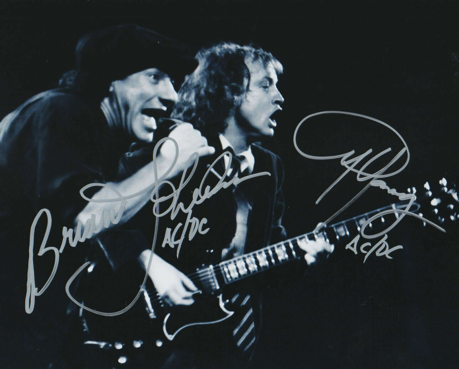 Angus Young / Brian Johnson Autographed Signed 8x10 Photo Poster painting ( AC DC ) REPRINT