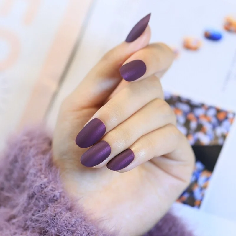 Matte Short Nails Squoval Pink Frosted Nails Press On Nails Artificial Scrub Designed Supplies For Professionals Full Cover Nail-Nail Inspo