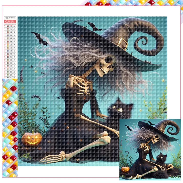 Halloween Skeleton Witch 30*30CM (Canvas) Full Square Drill Diamond Painting gbfke