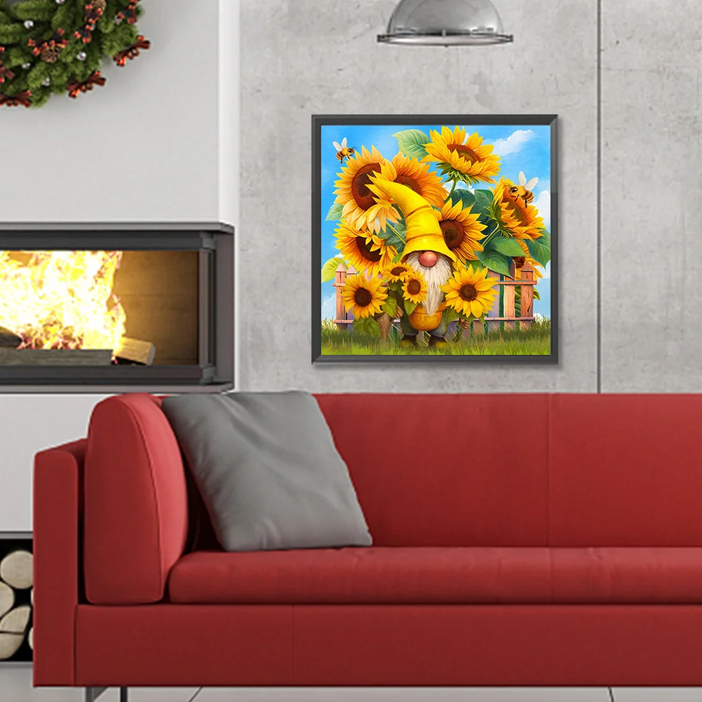 Diamond Painting - Full Round Drill - Sunflower Gnome(Canvas|30*30cm)