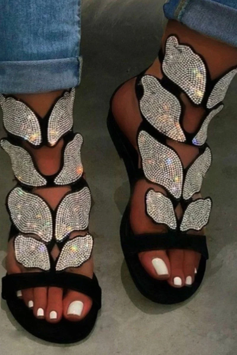 Casual Buttefly Silver Sandals Shoes