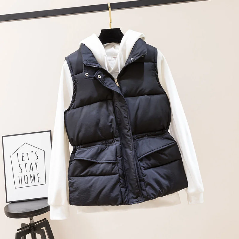 Woherb Cotton Vest Coat Women's Short 2022 New Thermal Vest Vest Short Women's Coat Sleeveless Vest-Outfit Ideas