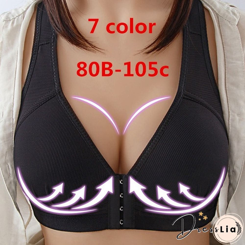 Sexy Plus Size Front Closure Sports Bra Push Up Fitness Underwear Shockproof BreathableGym Fitness Running Yoga Sports Top