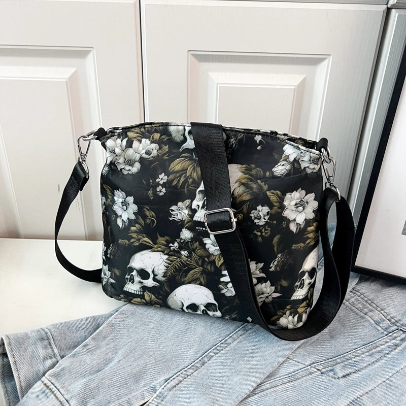 Halloween Women’s Skull Streetwear Square Zipper Shoulder Bag Underarm Bag