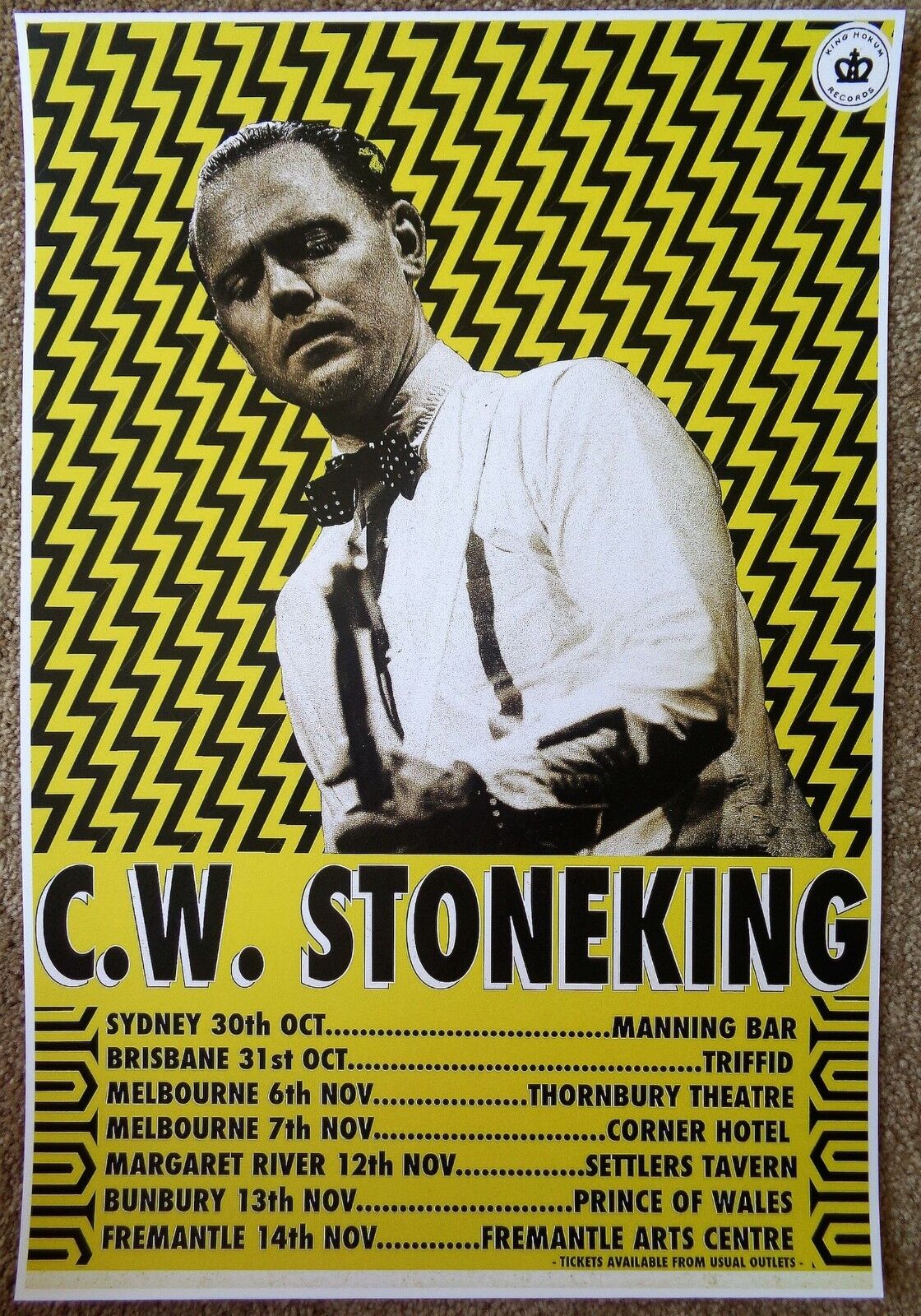 C.W. STONEKING 2015 Tour POSTER Australia Gig Concert